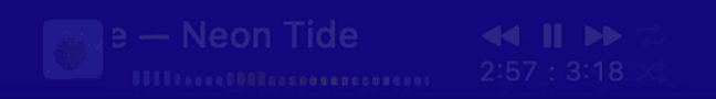 BopBar's menu bar item playing a song: the live spectrum bars under the scrolling title rise and fall with the music.